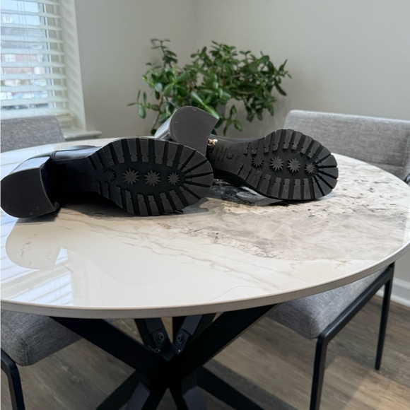 Stuart Weitzman Black Lace-Up Boots with Gold Accents - Picture 10 of 11